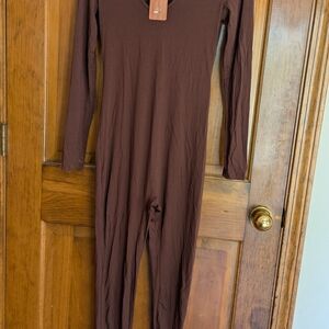 Brown Long Sleeve Jumpsuit